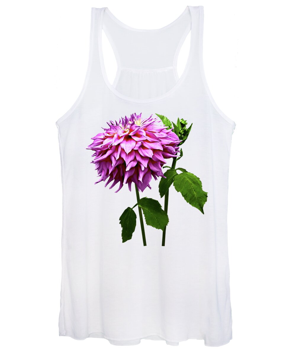 Dahlia Women's Tank Top featuring the photograph One Pink Dahlia and Buds by Susan Savad