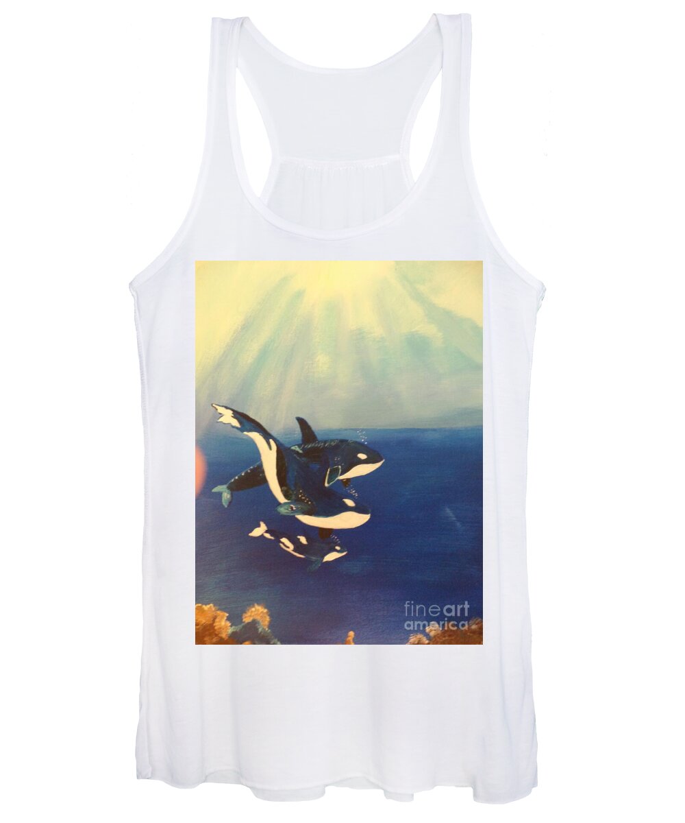 Orcas Women's Tank Top featuring the painting Orca Family # 185 by Donald Northup