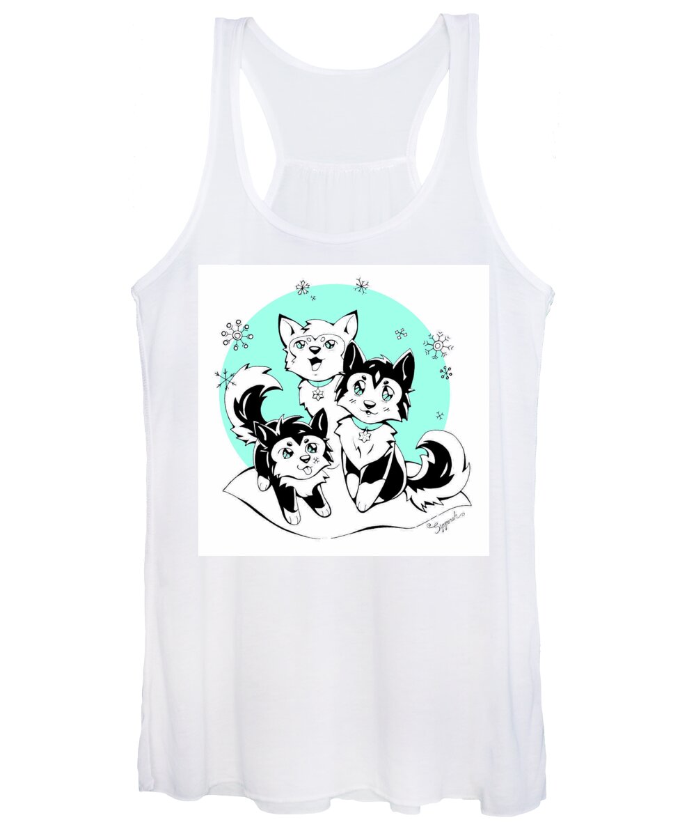 Art Women's Tank Top featuring the drawing Our First Snow Part I by Sipporah Art and Illustration