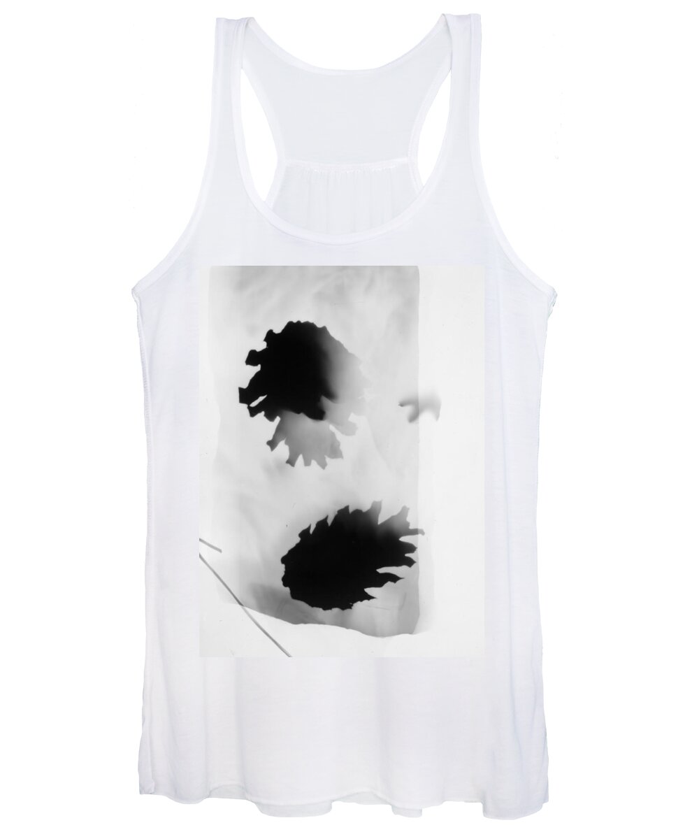 Abstract Women's Tank Top featuring the photograph Pine Cones Monochrome Photogram White Background by Itsonlythemoon -