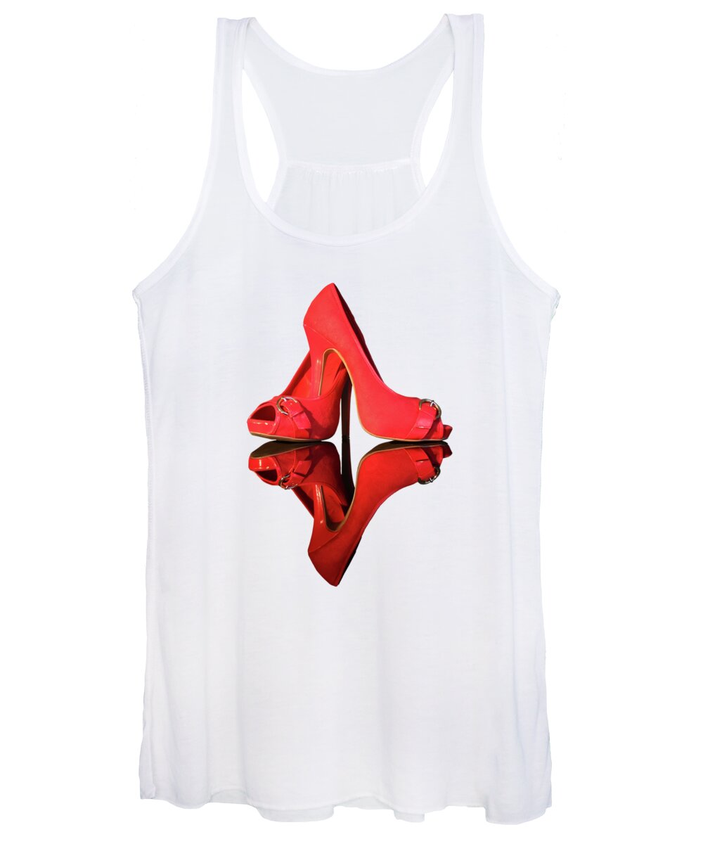 T-shirt Women's Tank Top featuring the photograph Red Stiletto Shoes on Transparent background by Terri Waters