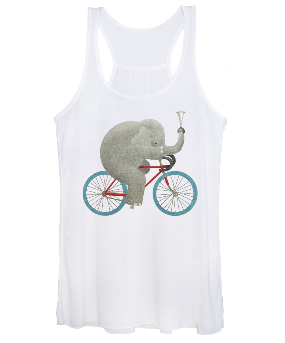 Elephant Women's Tank Top featuring the drawing Ride by Eric Fan