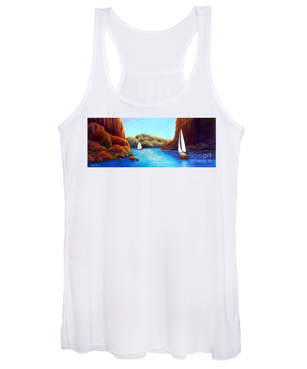 Round Women's Tank Top featuring the painting 'Round the Bend, Excerpt, Wide Format by Sarah Irland