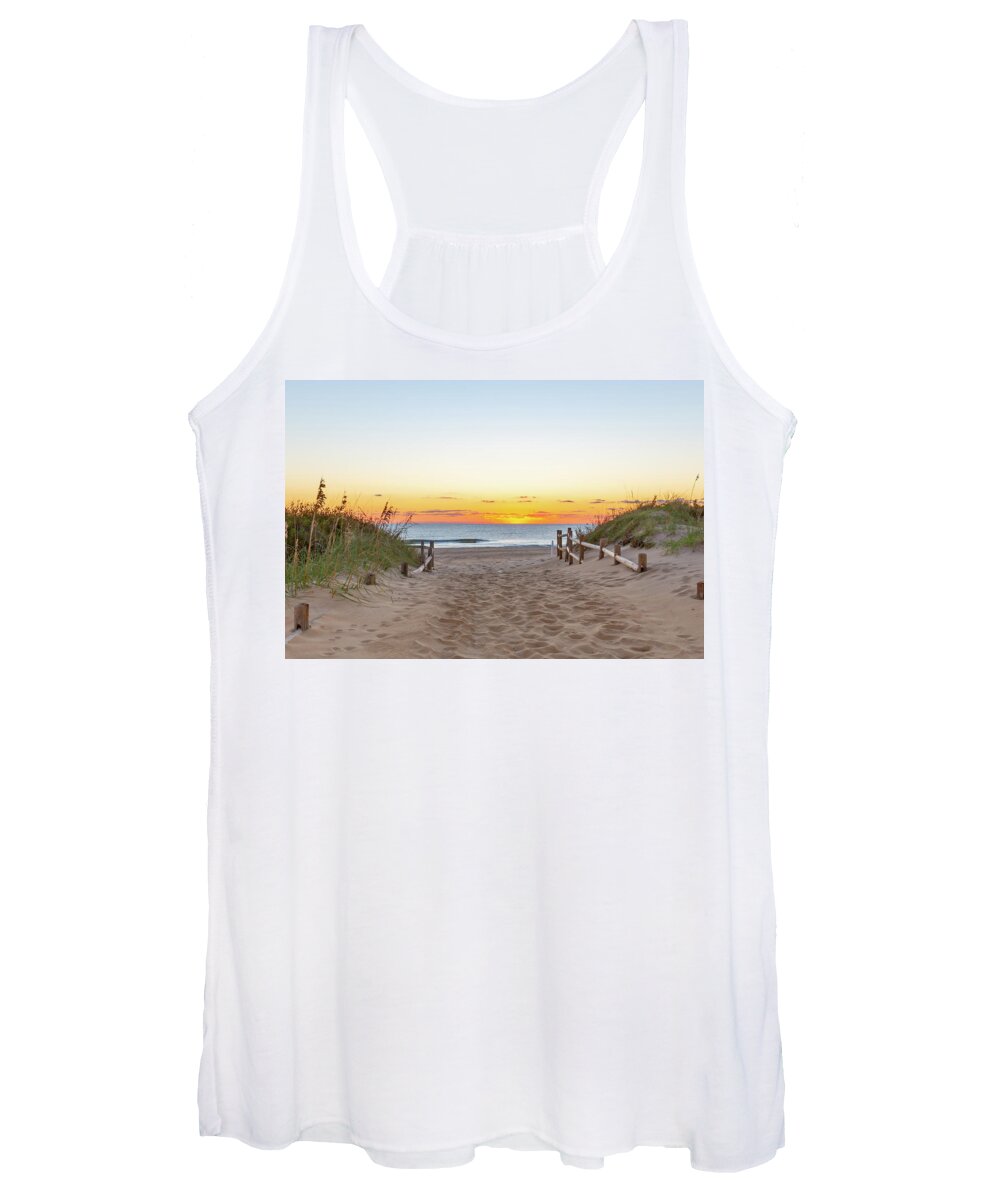 Sunrise Women's Tank Top featuring the photograph Sandbridge Path Sunrise by Donna Twiford