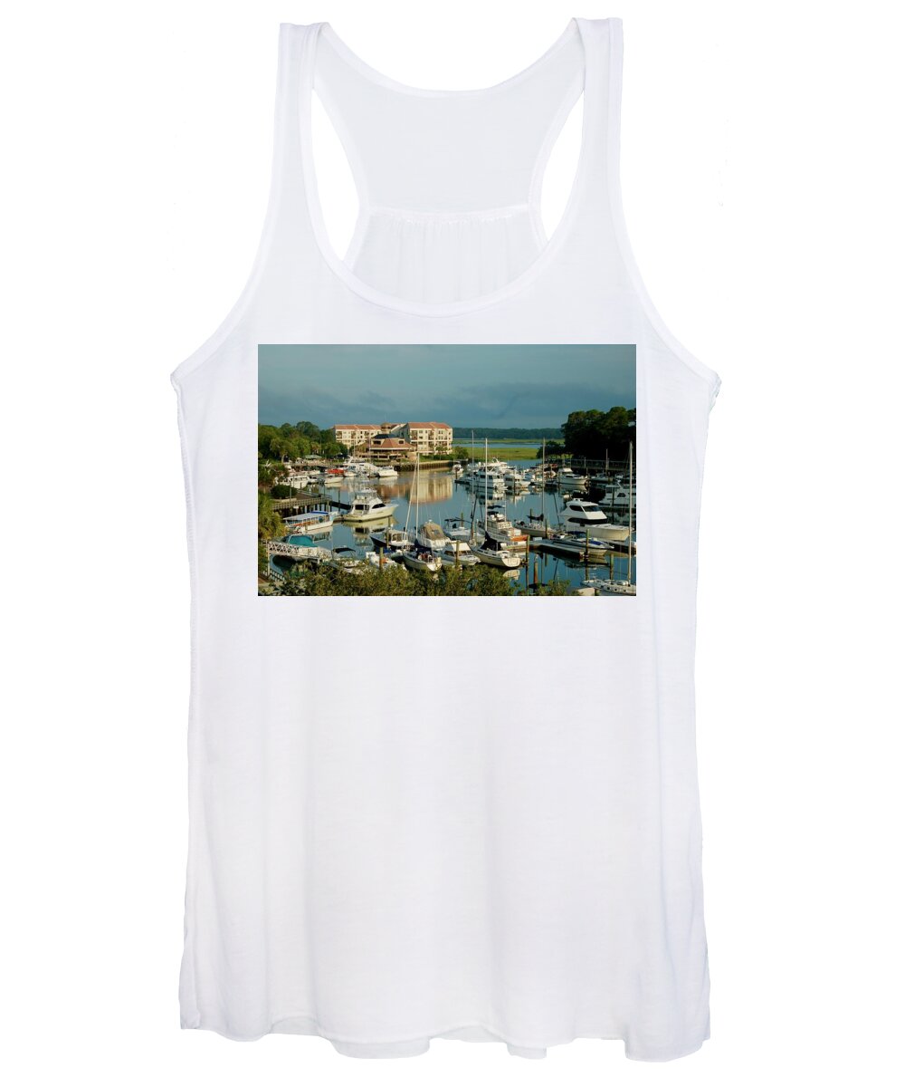 Shelter Cove Marina Women's Tank Top featuring the photograph Shelter Cove Marina by Dennis Schmidt