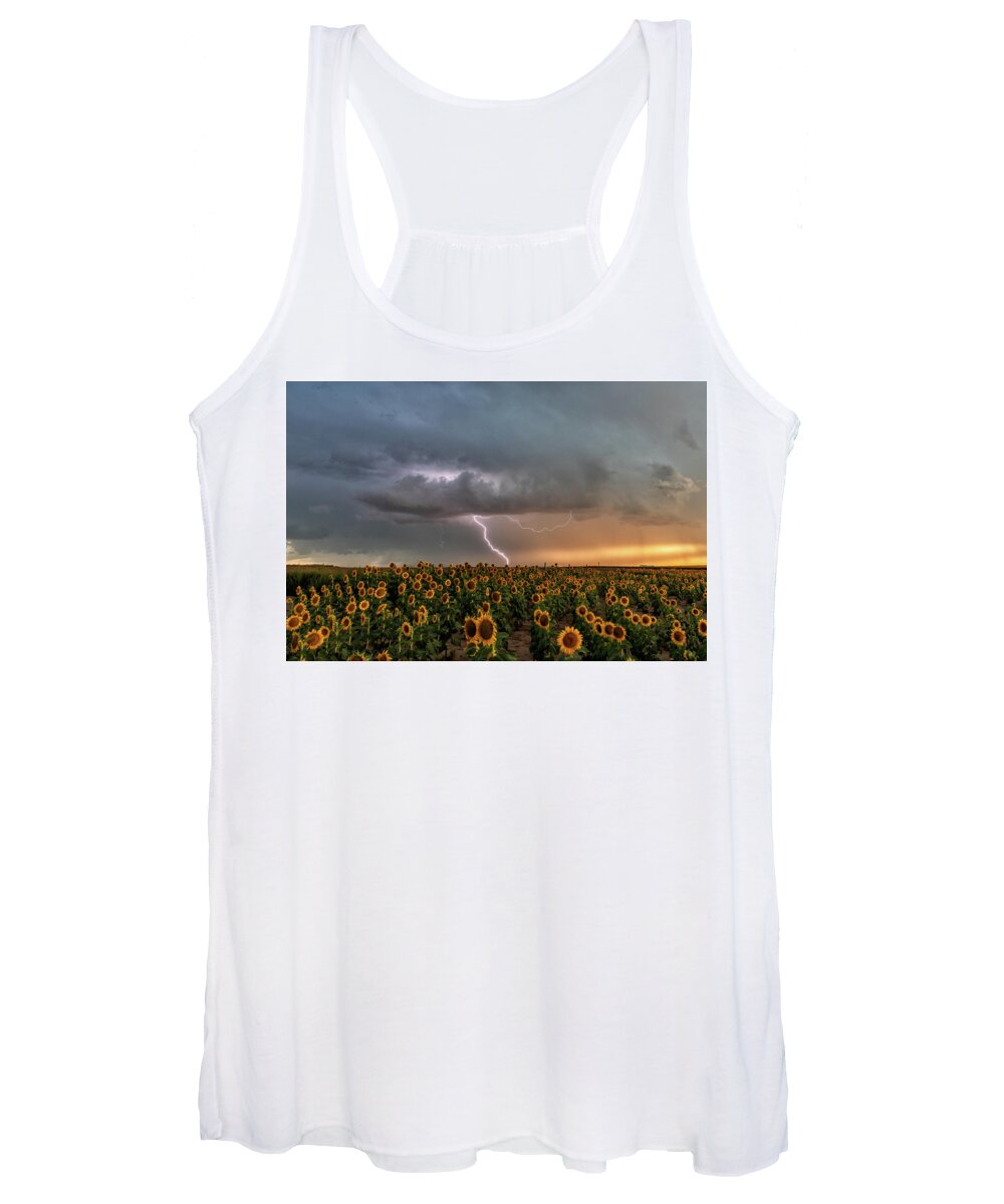 Sunflowers Women's Tank Top featuring the photograph Shocking Sunflowers by Tony Hake