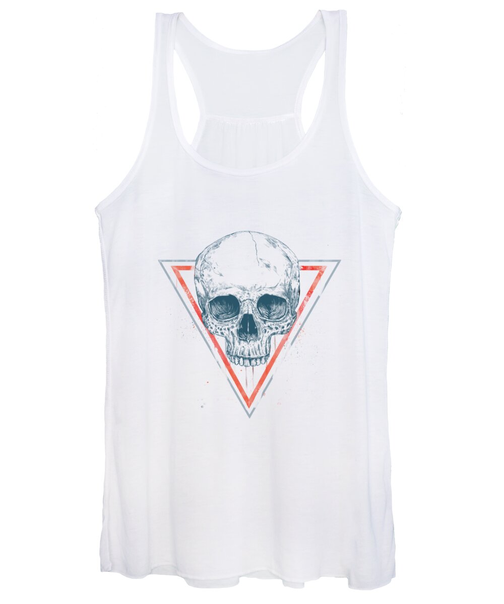 Skull Women's Tank Top featuring the drawing Skull in triangles by Balazs Solti