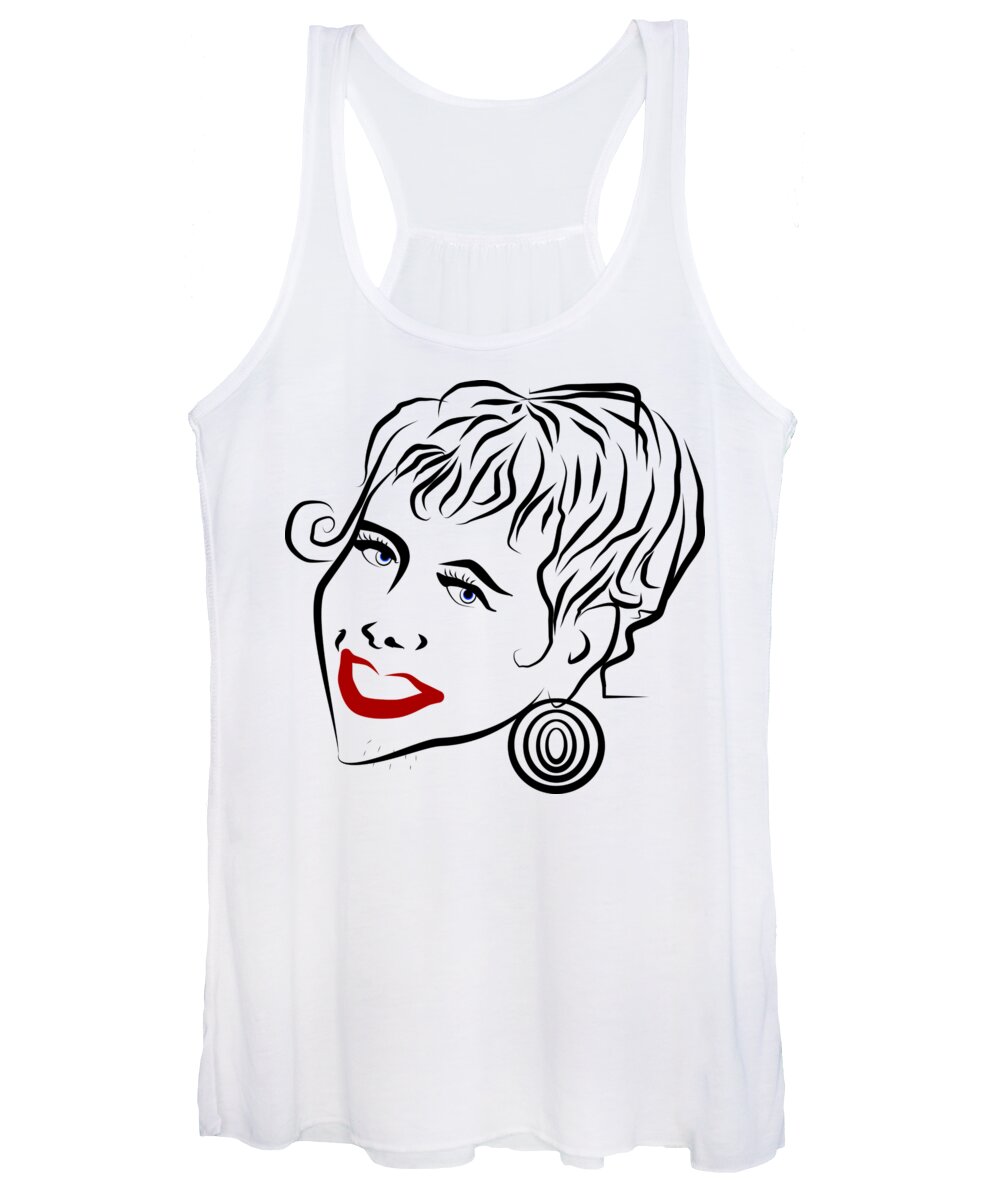 Girl Women's Tank Top featuring the digital art Smiling Lady by Patricia Piotrak