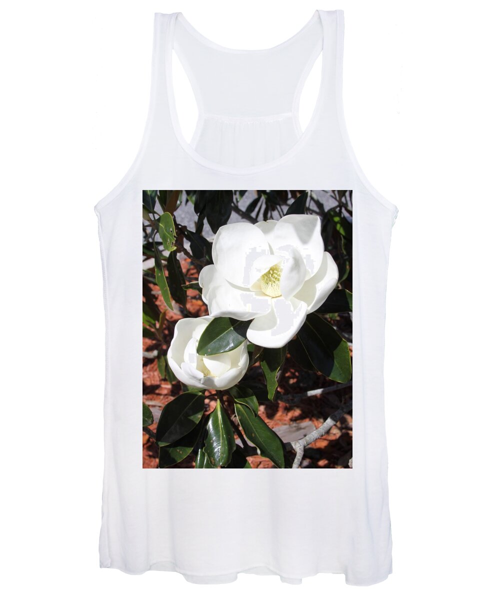 Snowy Women's Tank Top featuring the photograph Snowy White Gardenia Blossoms by Philip And Robbie Bracco