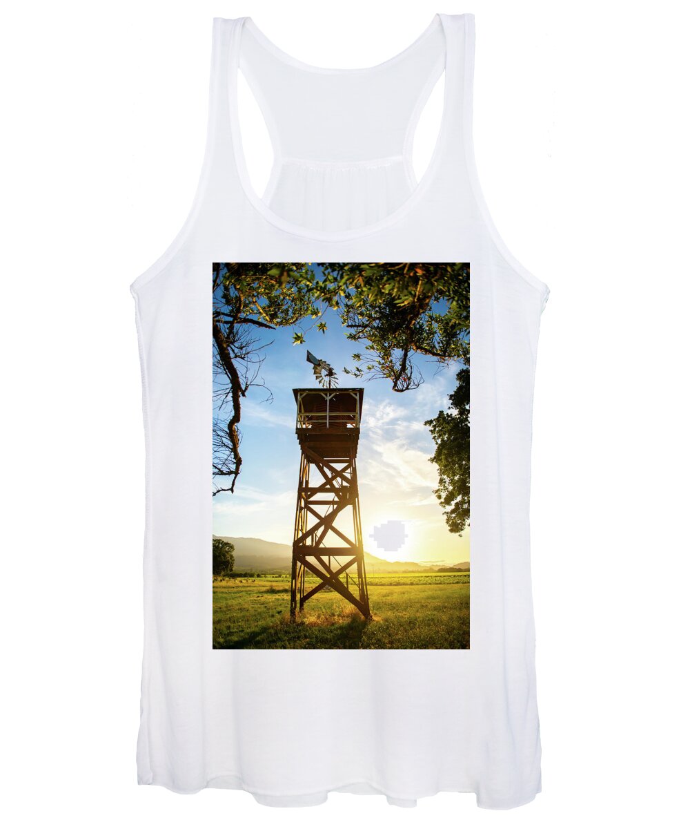 Windmill Women's Tank Top featuring the photograph Sonoma Valley Windmill Tower by Aileen Savage