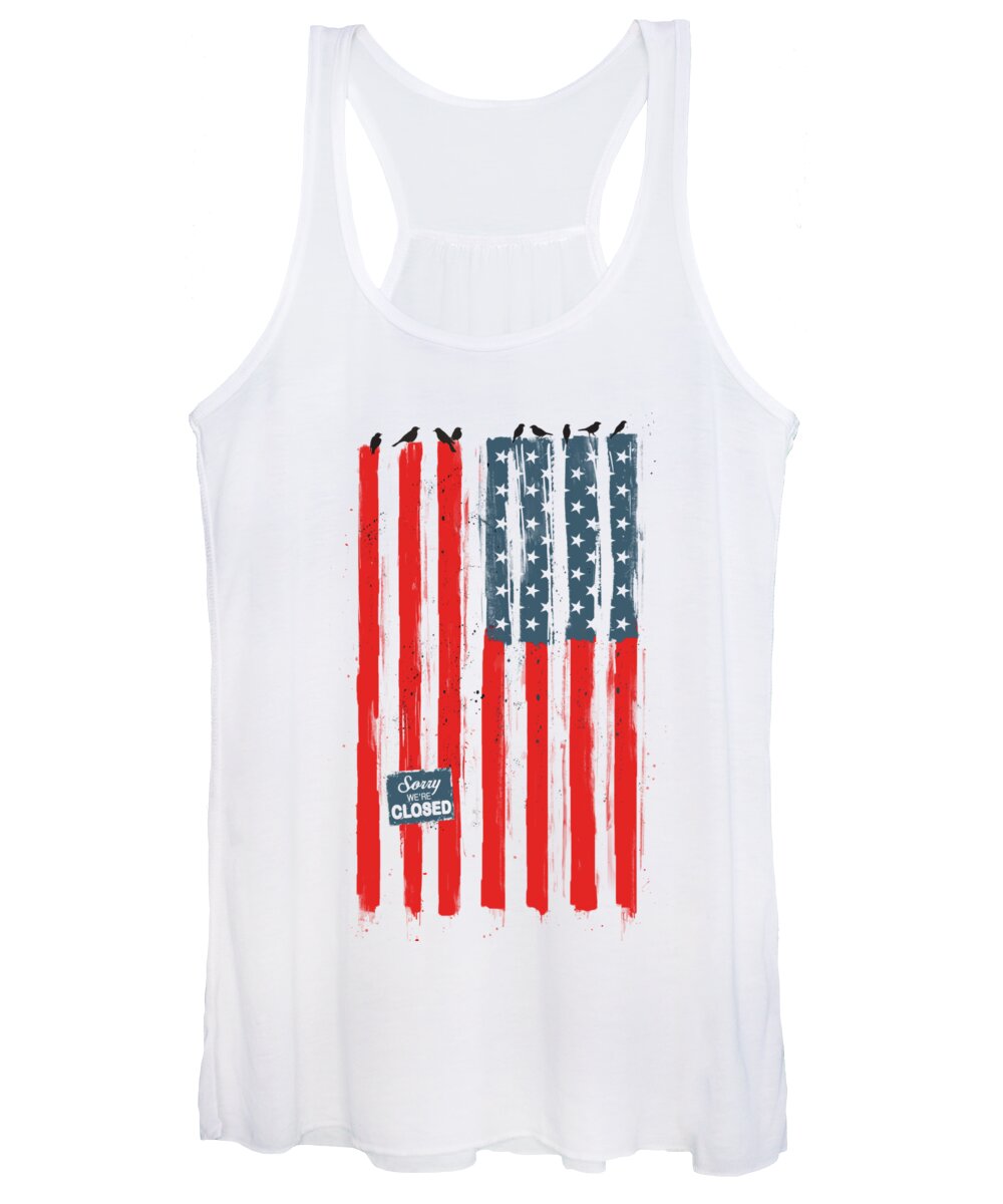 Usa Women's Tank Top featuring the painting Sorry We're Closed by Balazs Solti