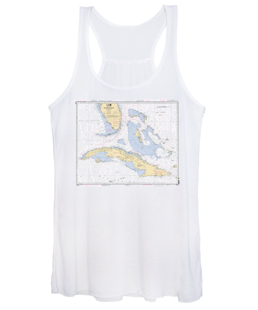 Noaa Women's Tank Top featuring the digital art Straits of Florida Nautical Chart 11013 by Nautical Chartworks