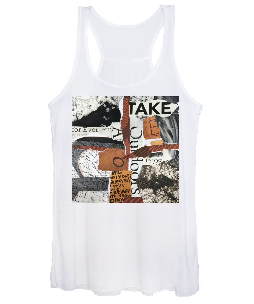 Torn Paper Collage Women's Tank Top featuring the mixed media Subtext No. 4 Collage Art by Nancy Merkle