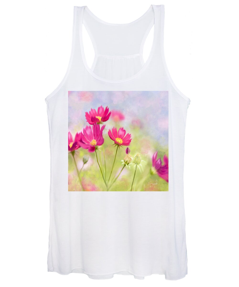 Summer Women's Tank Top featuring the painting Summer Blossom by Sannel Larson