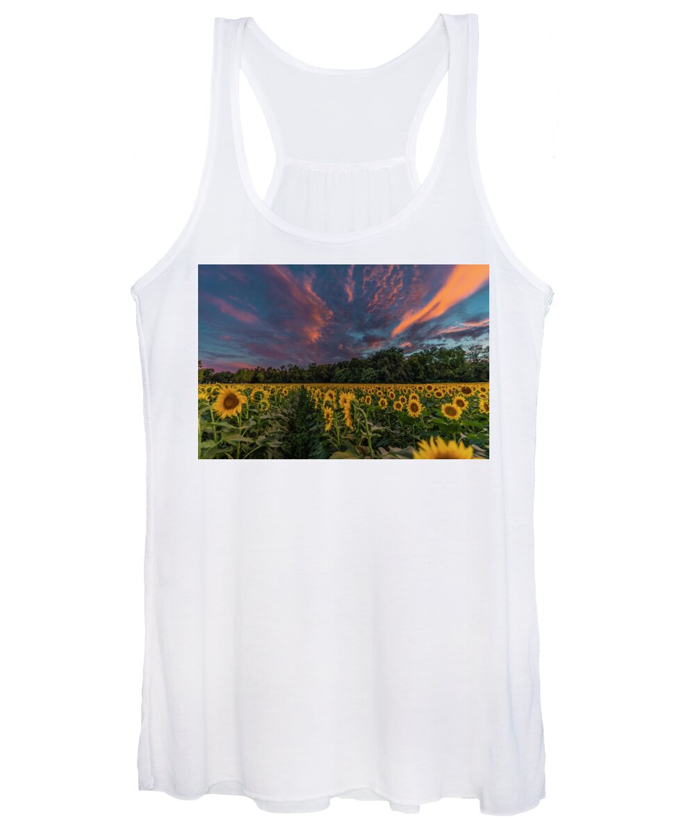 Sunflower Women's Tank Top featuring the photograph Sunflower Twlight by Arthur Oleary