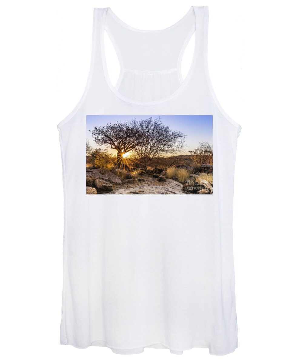 Sunset Women's Tank Top featuring the photograph Sunset in the Erongo bush by Lyl Dil Creations