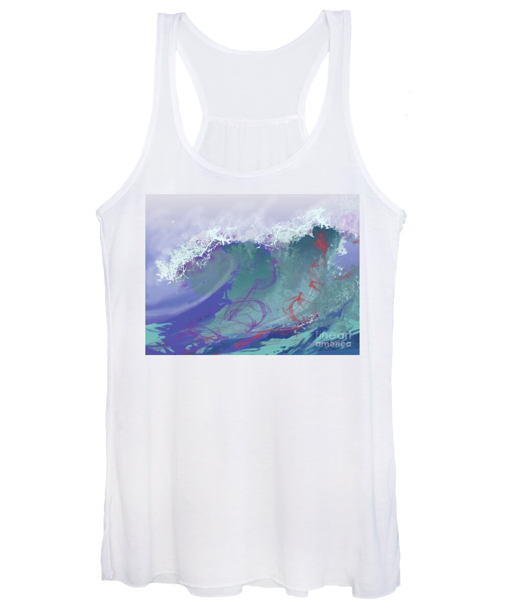Seascape Women's Tank Top featuring the digital art Surf's Up by Jacqueline Shuler