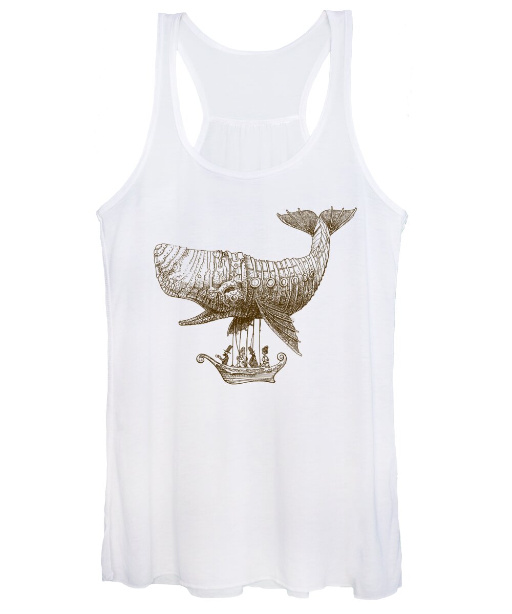 Whale Women's Tank Top featuring the drawing Tea at Two Thousand Feet by Eric Fan