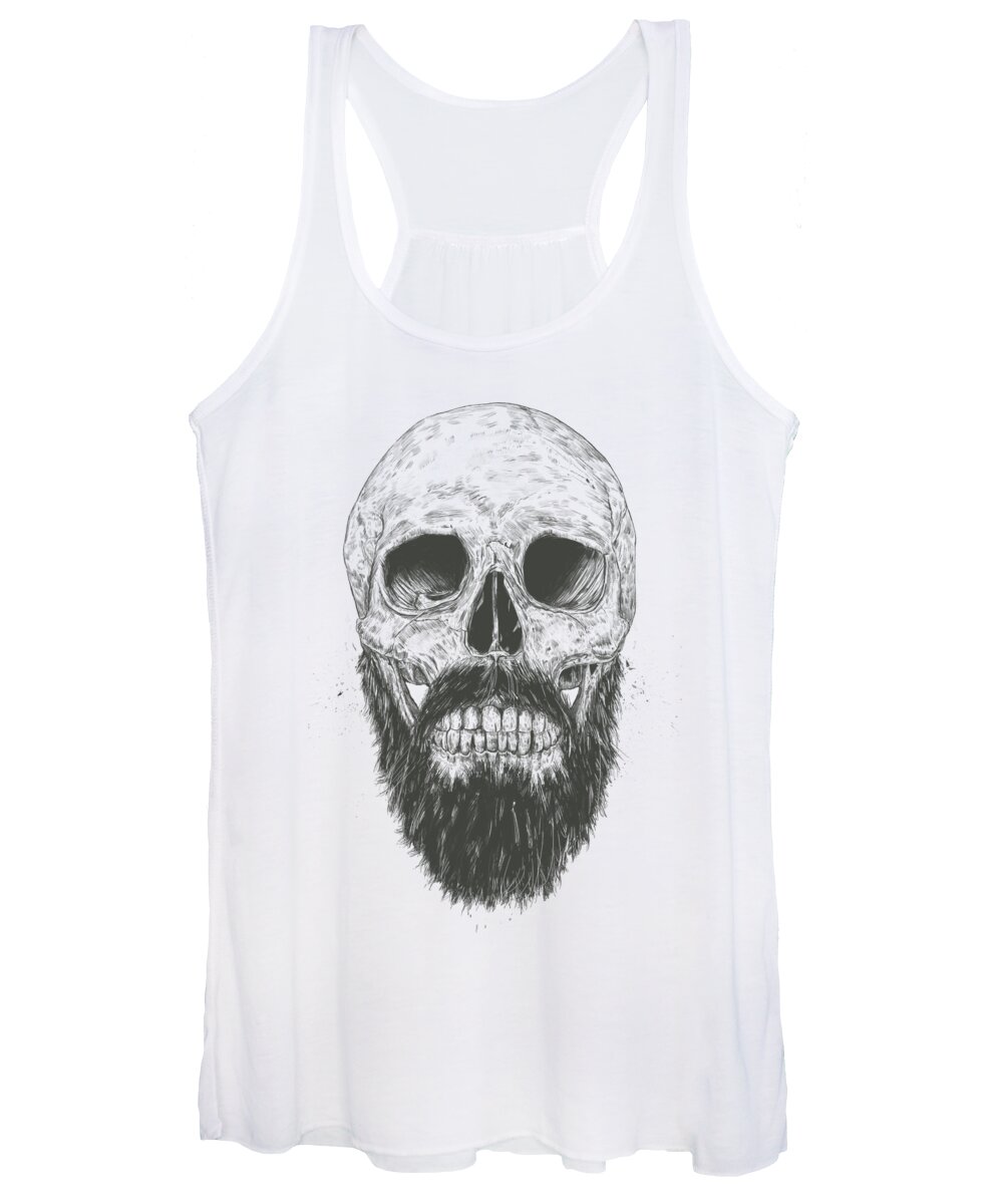 Skull Women's Tank Top featuring the drawing The beard is not dead by Balazs Solti