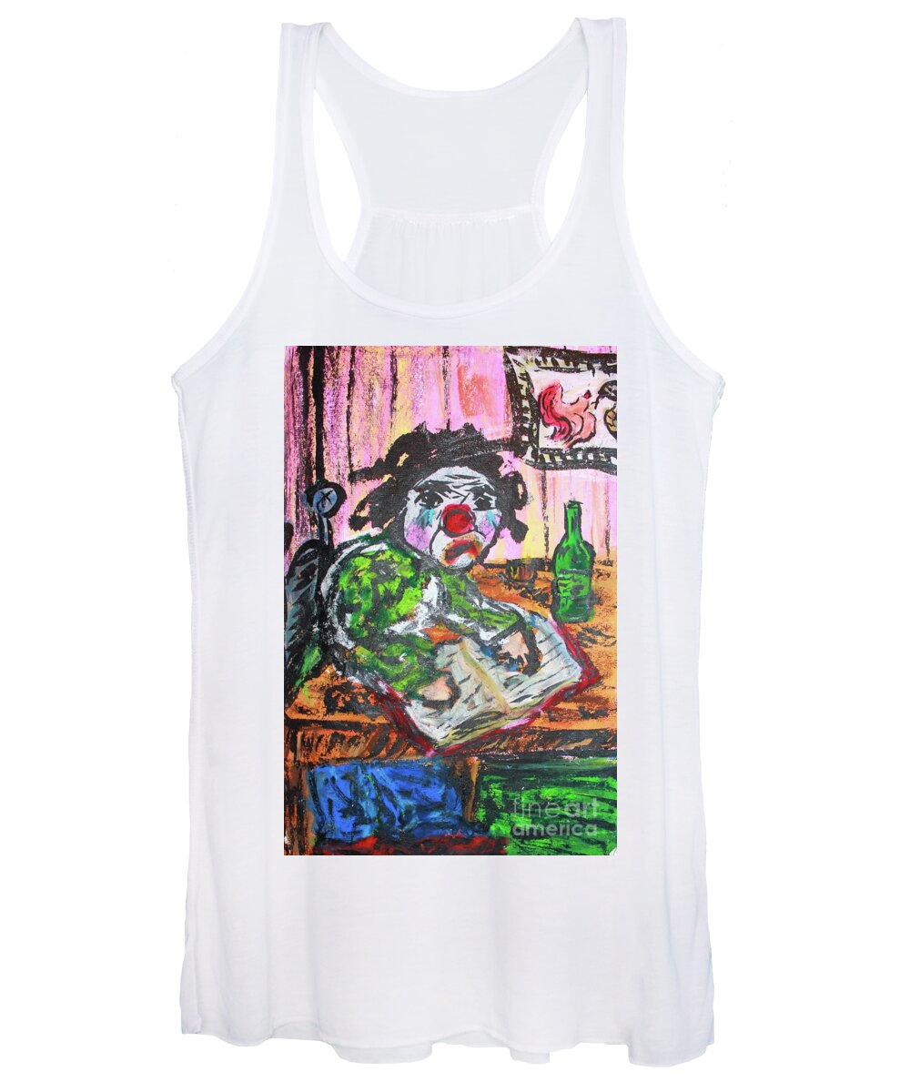 Acrylic Women's Tank Top featuring the painting The Clown After Hours by Odalo Wasikhongo