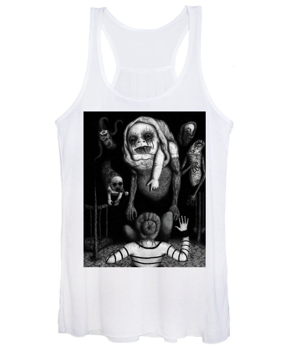 Horror Women's Tank Top featuring the drawing The Corrupted - Artwork by Ryan Nieves