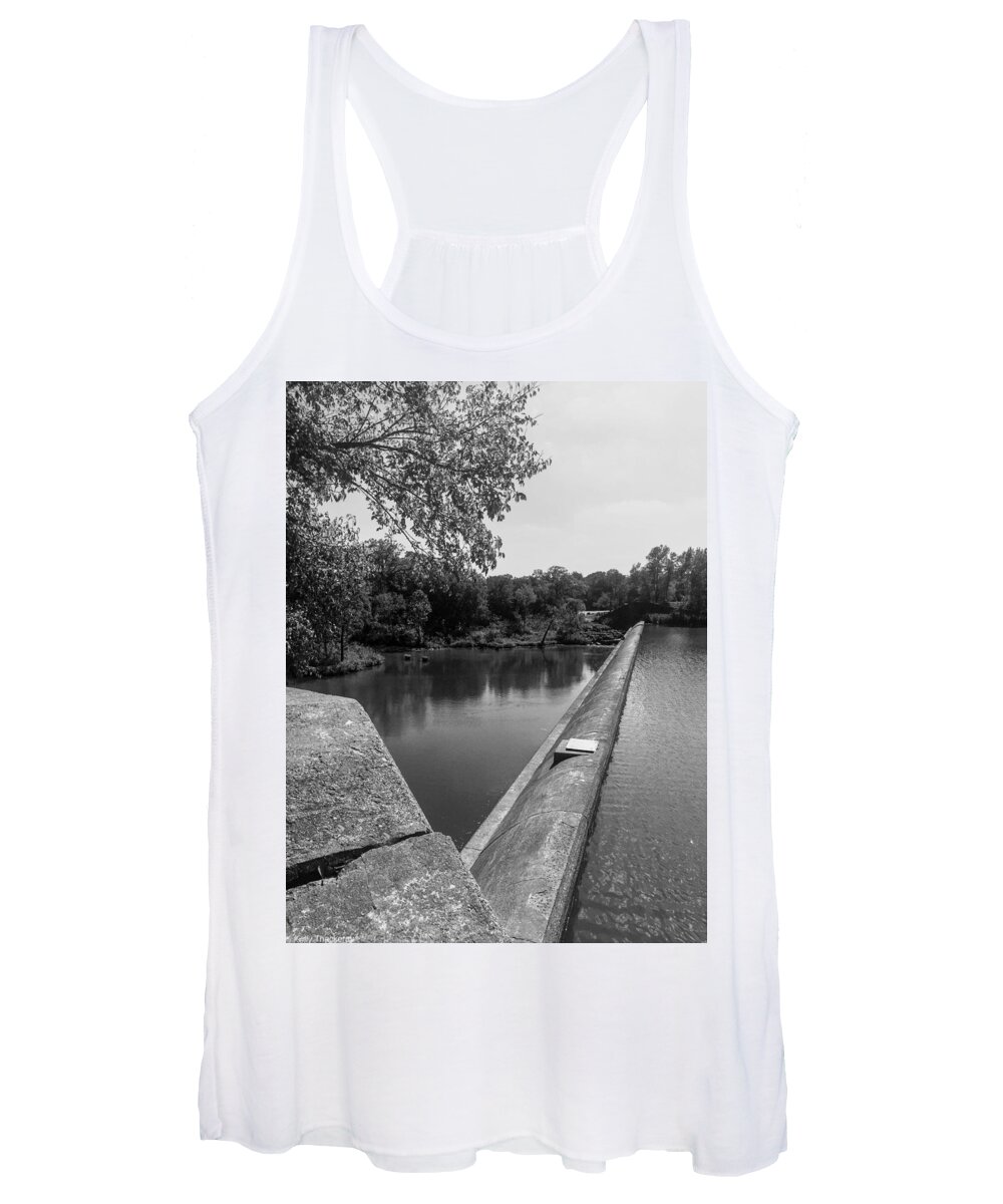 Black And White Women's Tank Top featuring the photograph The Dam by Kelly Thackeray