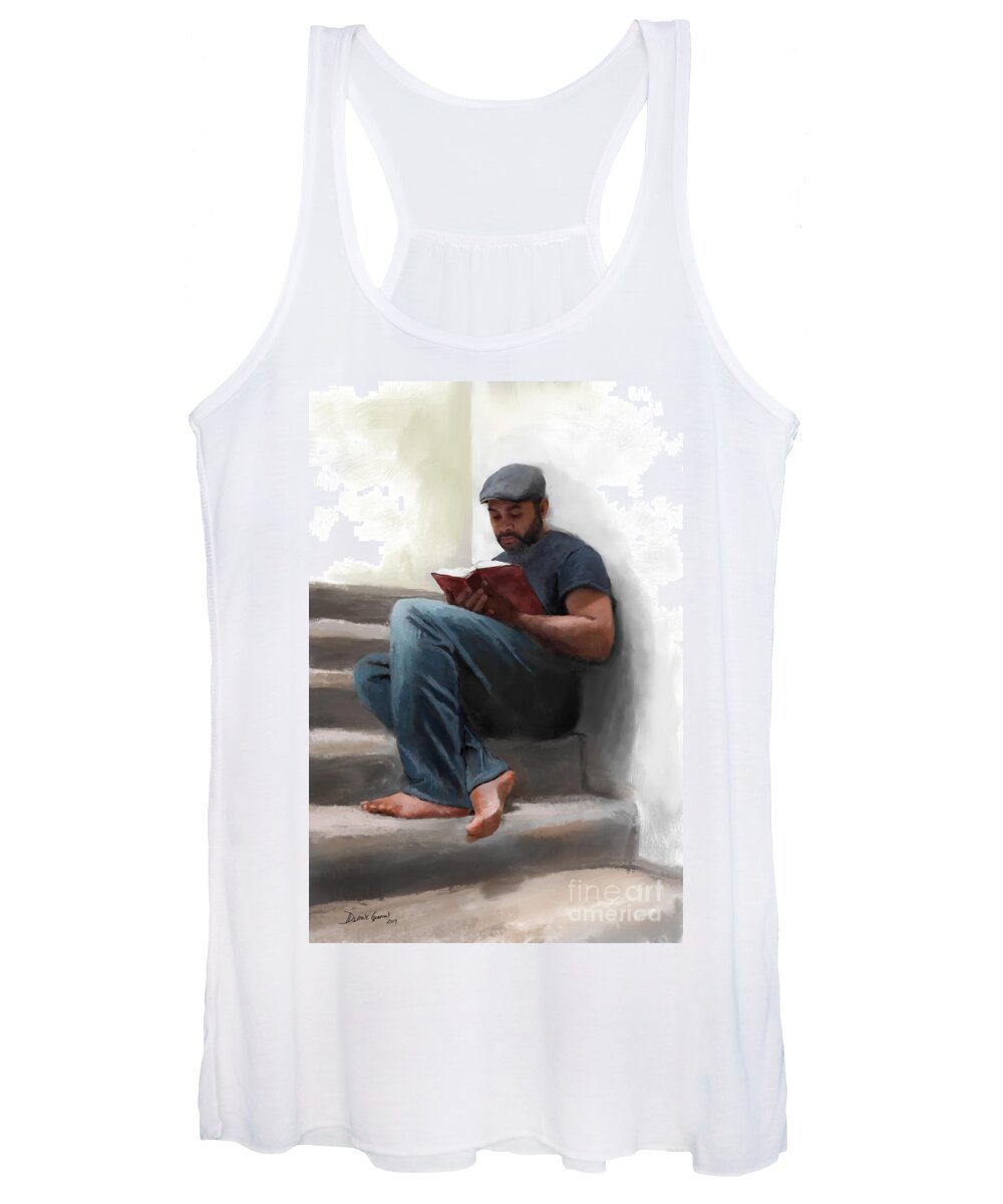Reading Women's Tank Top featuring the digital art The Good Book by Dwayne Glapion