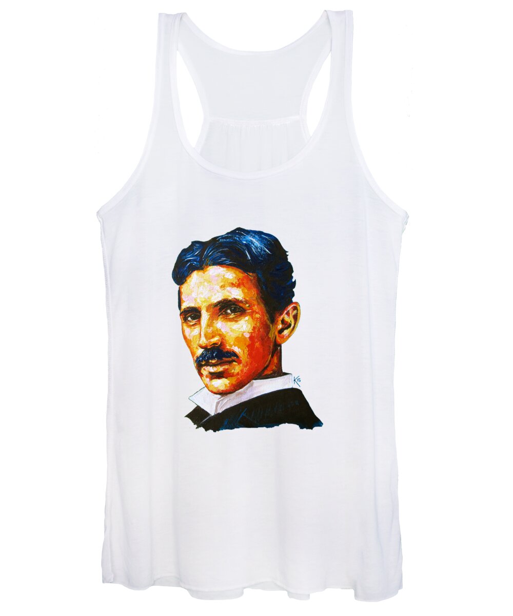  Portrait Women's Tank Top featuring the painting The Great Inventor by Konni Jensen