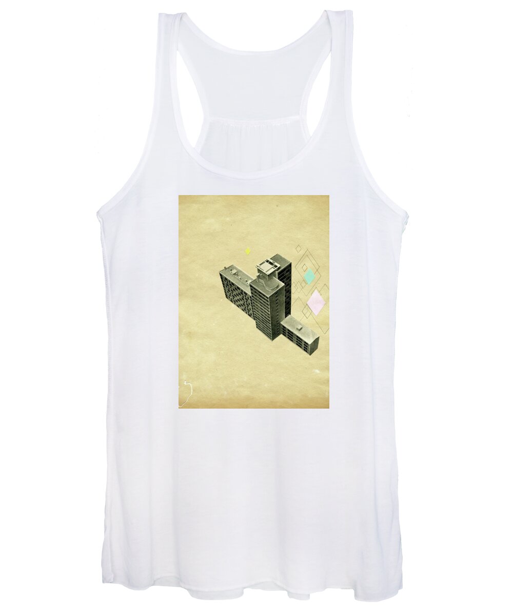Architecture Women's Tank Top featuring the mixed media The Modern World by Cassia Beck