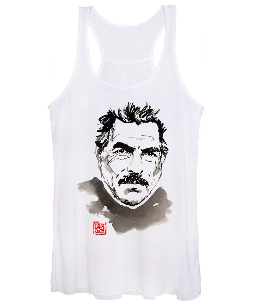 Tom Selleck Women's Tank Top featuring the drawing Tom Selleck by Pechane Sumie