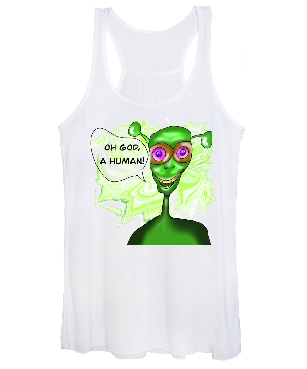 Ufo Male Women's Tank Top featuring the painting UFO Male by Patricia Piotrak