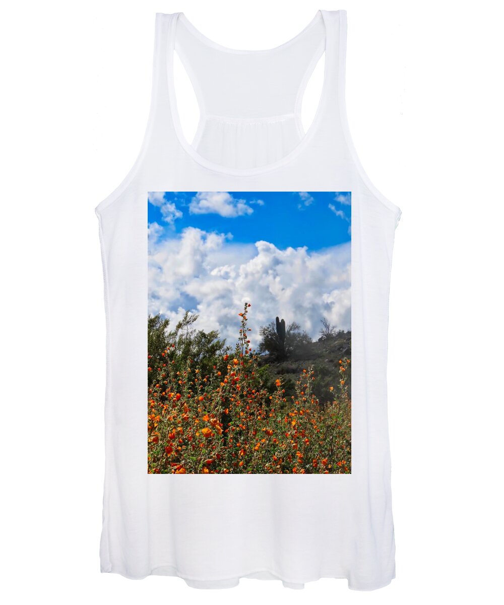 Arizona Women's Tank Top featuring the photograph Under a White Fluffy Cloud by Judy Kennedy