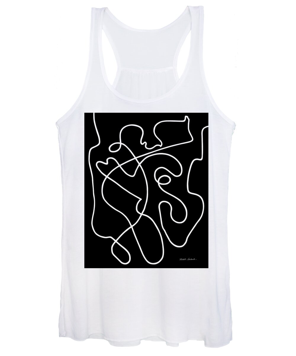 Nikita Coulombe Women's Tank Top featuring the painting Untitled I white line on black background by Nikita Coulombe