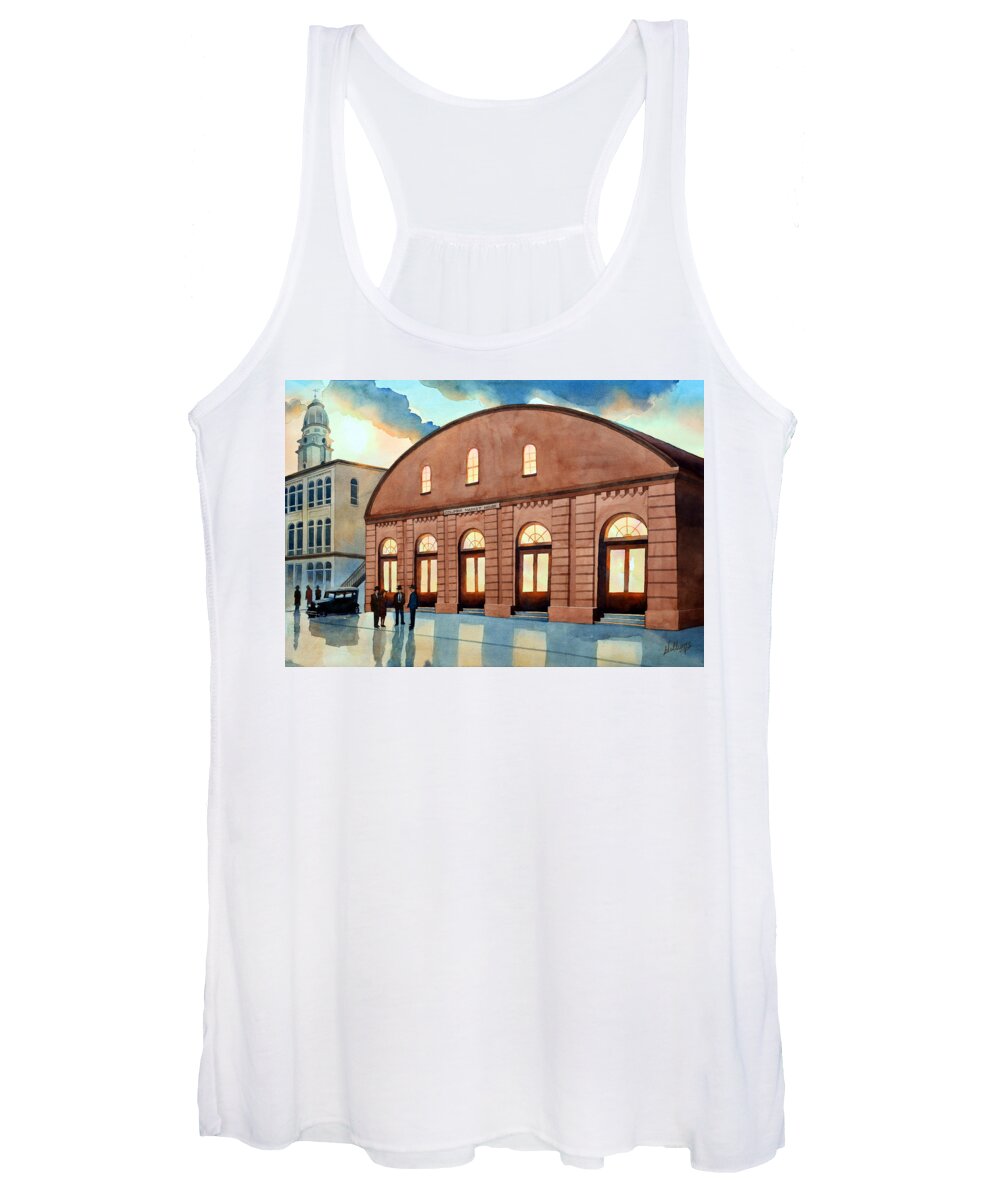 Columbia Pa Women's Tank Top featuring the painting Vintage Color Columbia Market House by Mick Williams