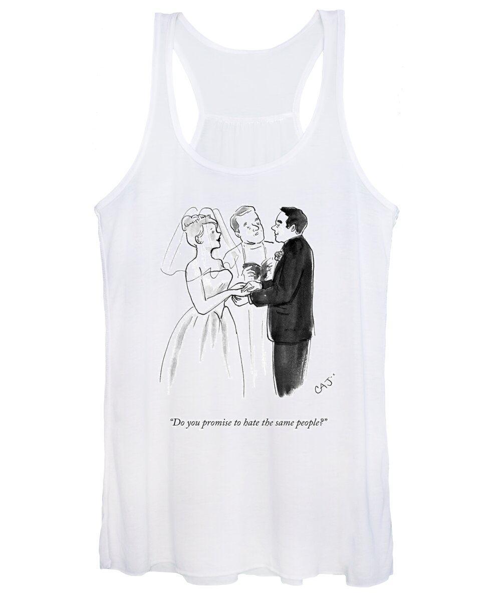 do You Promise To Hate The Same People? Minister Women's Tank Top featuring the drawing Vows by Carolita Johnson