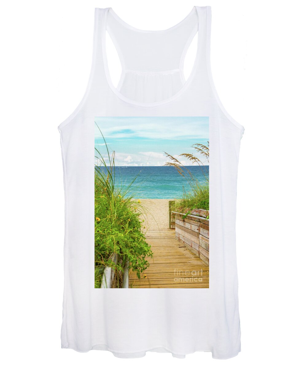 Beach Women's Tank Top featuring the photograph Walkway to The Atlantic by Jo Ann Gregg
