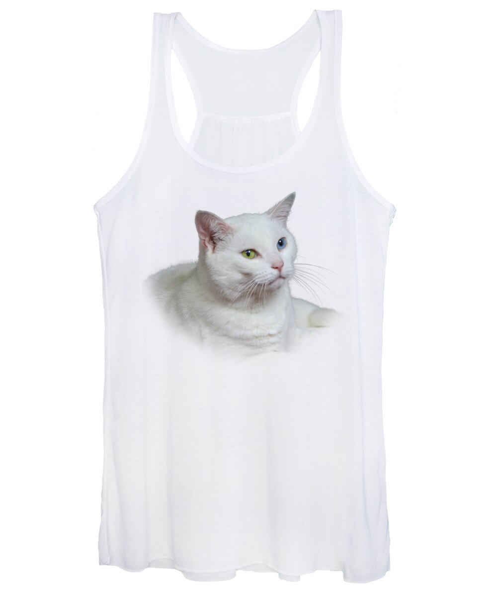 Fur Women's Tank Top featuring the photograph White Cat on a Transparent Heart by Terri Waters