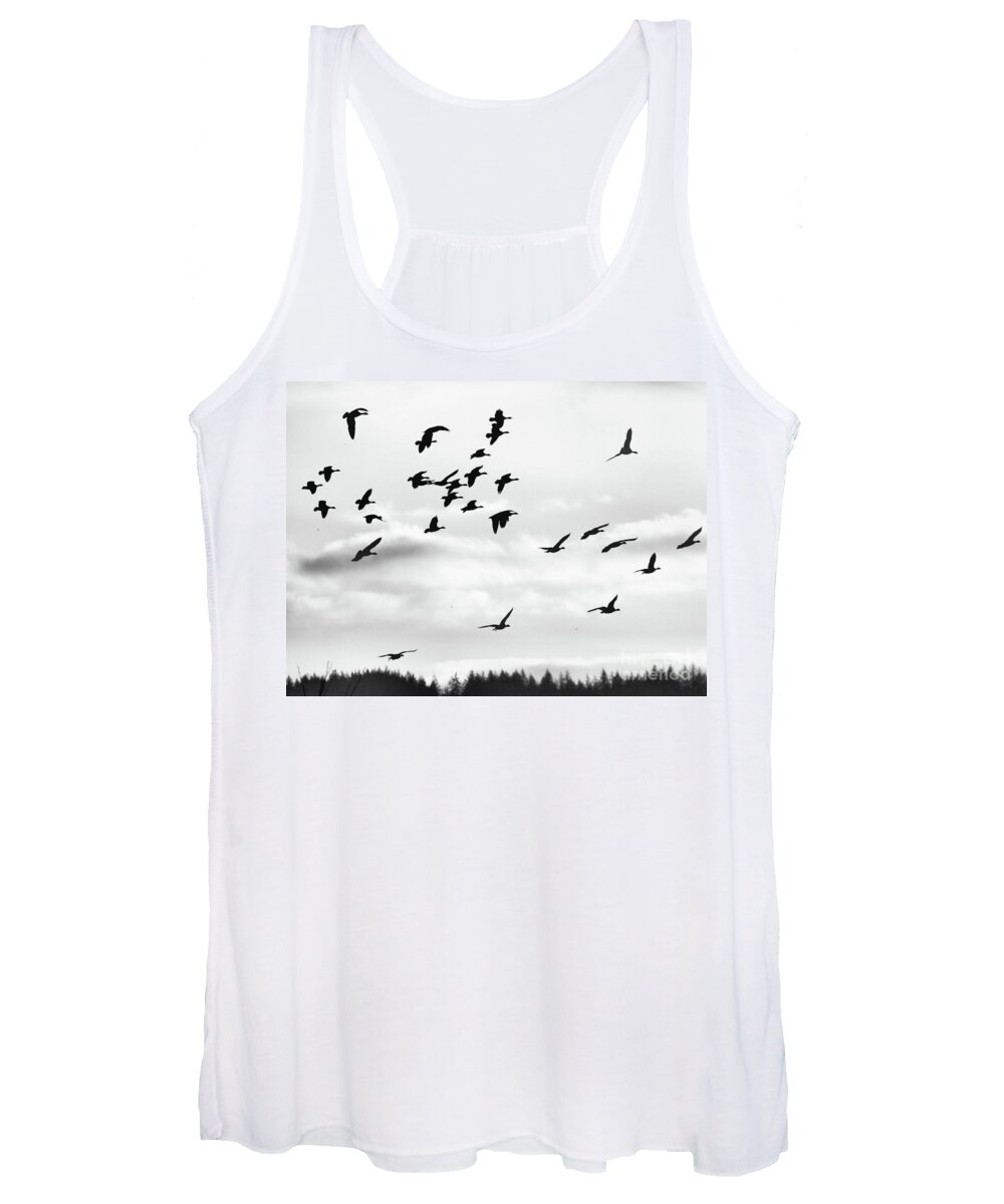 Canadian Geese Women's Tank Top featuring the photograph WIld Geese Silhouette by Scott Cameron