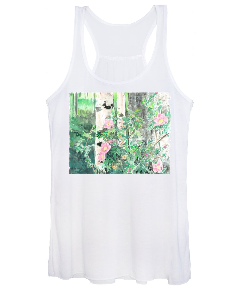 Wild Roses Women's Tank Top featuring the painting Wild Rose by Jeremy Robinson