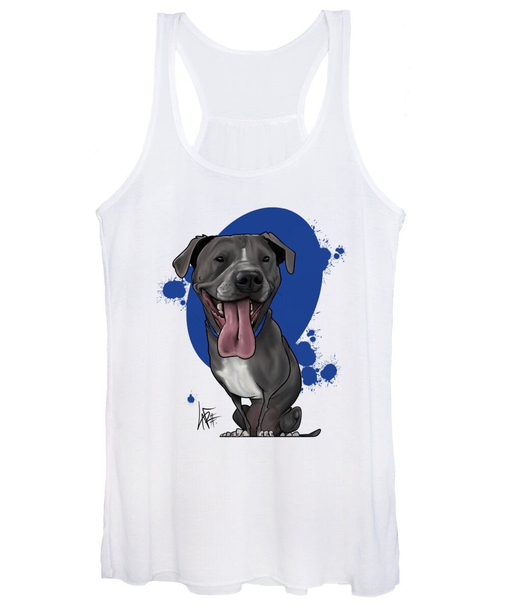 5928 Women's Tank Top featuring the drawing 5928 Johnson by Canine Caricatures By John LaFree