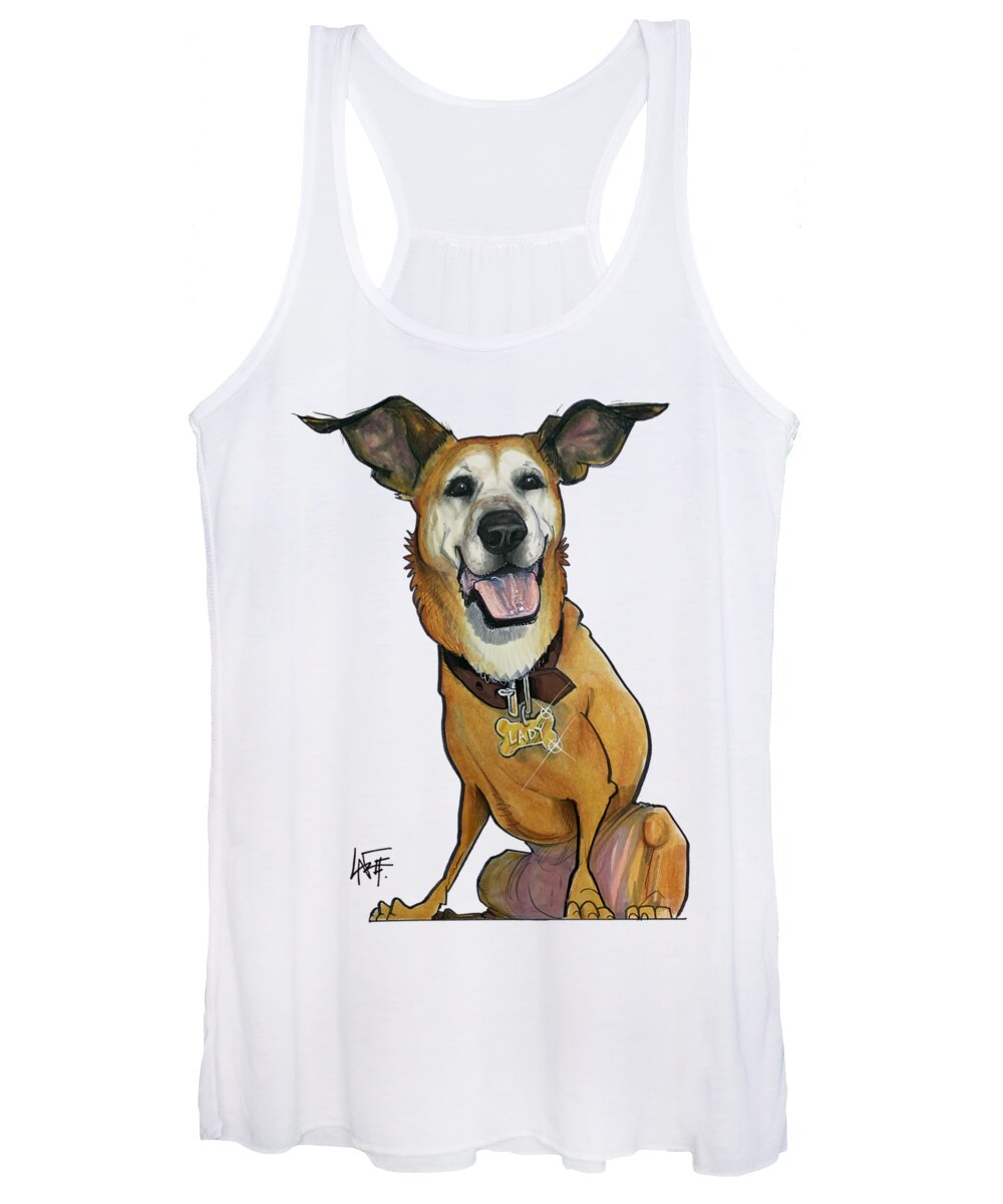 Black Women's Tank Top featuring the drawing Black 5285 by Canine Caricatures By John LaFree