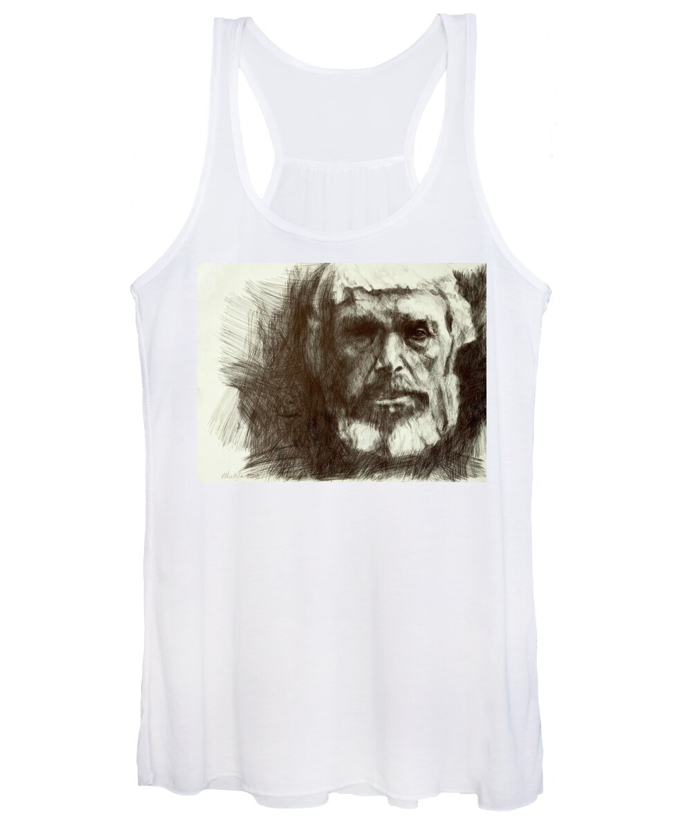 #juliamargaretcameron Women's Tank Top featuring the drawing Study of a Portrait 28 #1 by Veronica Huacuja