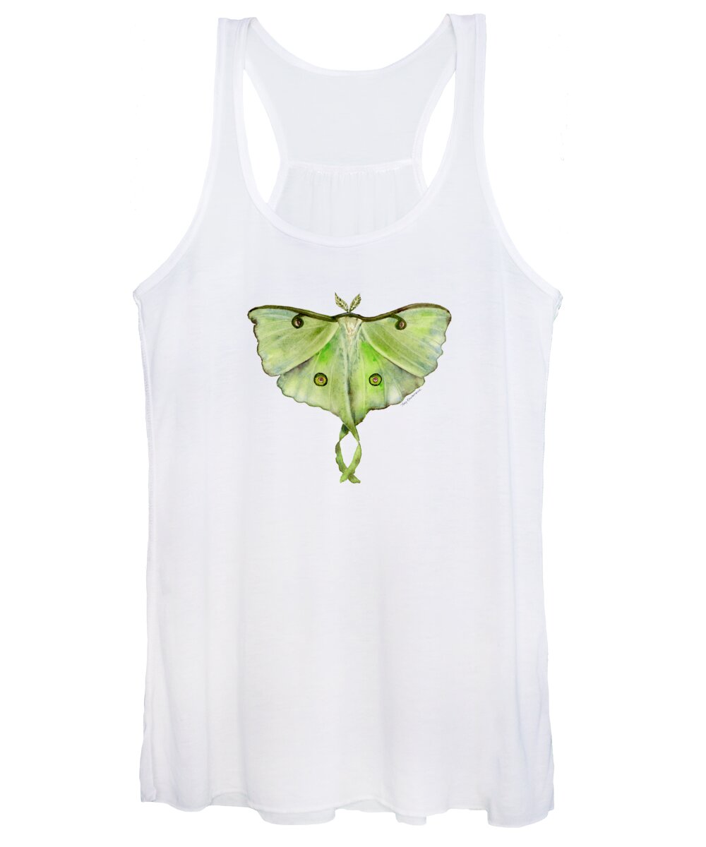 Green Butterfly Women's Tank Top featuring the painting 100 Luna Moth by Amy Kirkpatrick