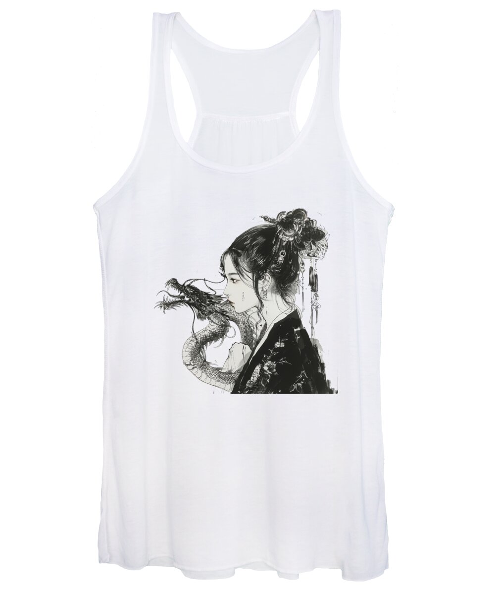Tattoo Women's Tank Top featuring the mixed media Highly Detailed Japanese Tattoo Style Art #13 by Loose Goose Tattoos
