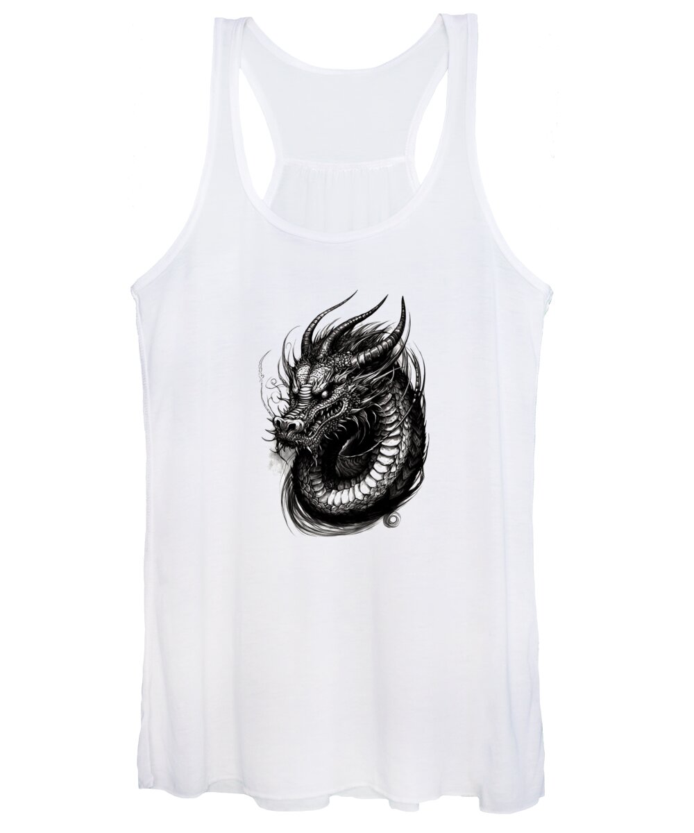 Dragon Women's Tank Top featuring the mixed media Tattoo Style Dragon #15 by World Art Collective