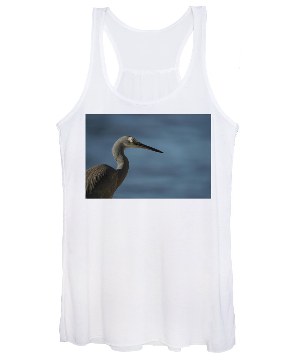 Heron Women's Tank Top featuring the photograph 1808wfaceheron1 by Nicolas Lombard