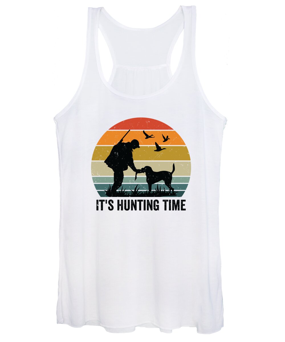Hunting Time Women's Tank Top featuring the digital art Hunting Time Retro Nature Shooting Wild Animal Hunt #2 by Toms Tee Store