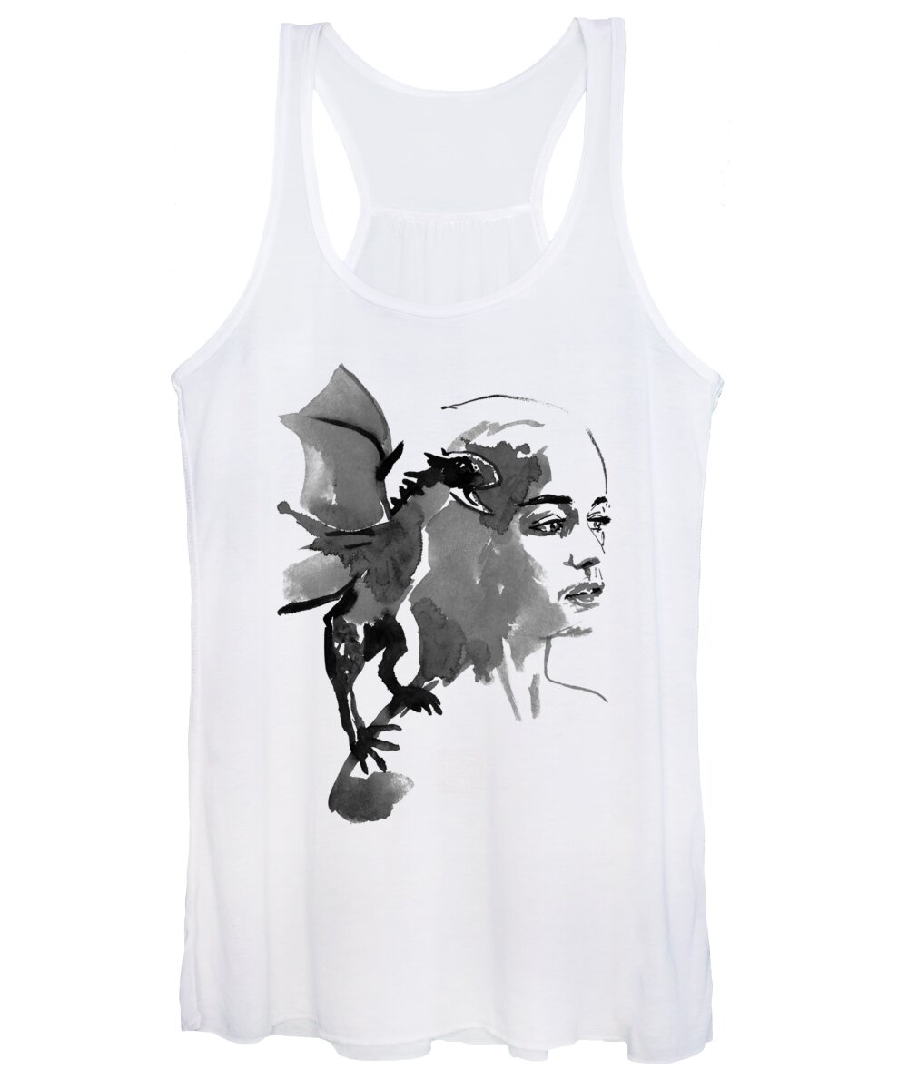 Dragon Women's Tank Top featuring the painting Mother Dragon #2 by Pechane Sumie