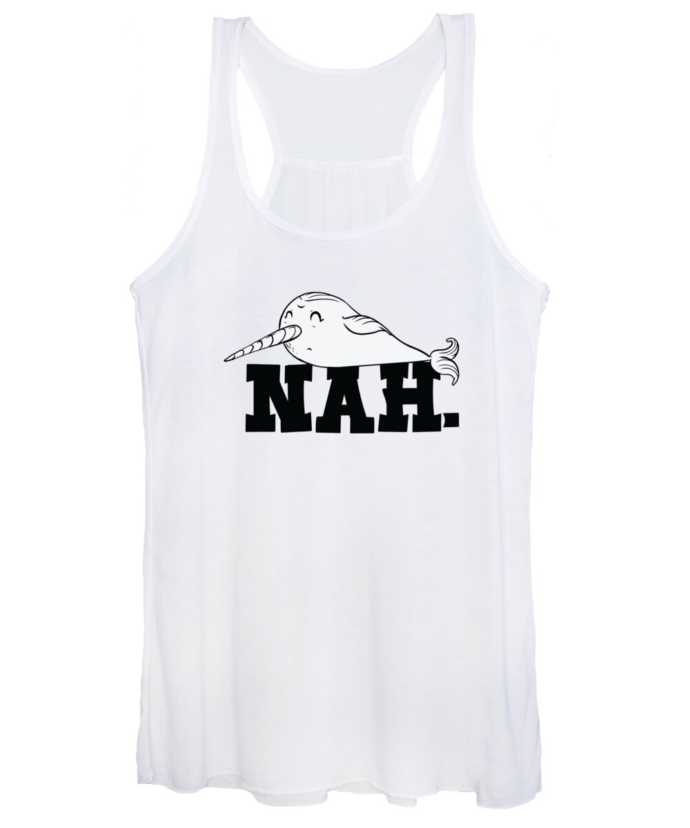 Procrastinating Women's Tank Top featuring the digital art Procrastinating Narwhal Lover Aquatic Animals Narwhal #2 by Toms Tee Store