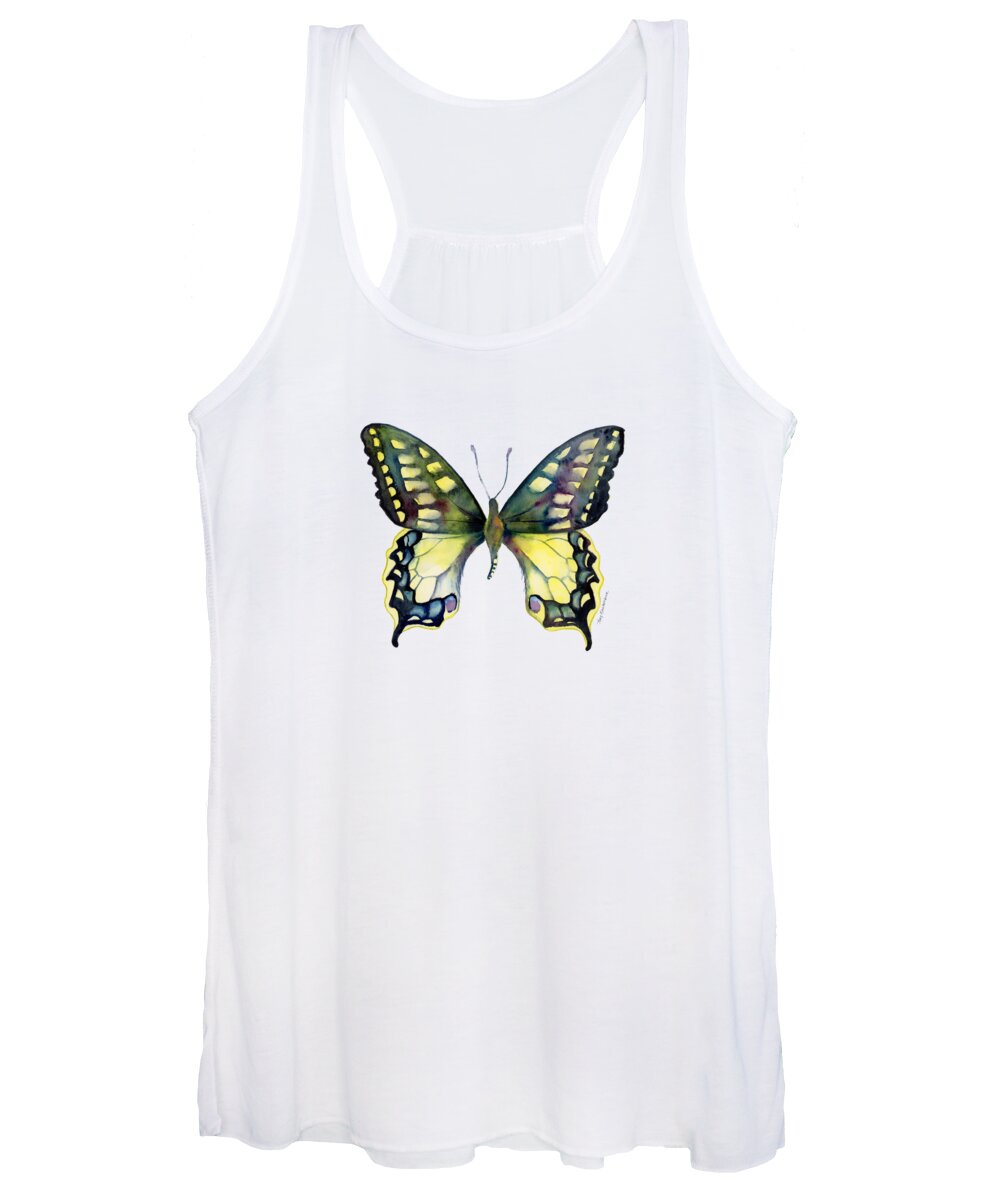Blue Women's Tank Top featuring the painting 20 Old World Swallowtail Butterfly by Amy Kirkpatrick